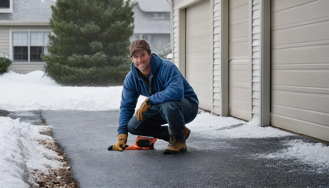 Homeowner checking a garage door track in Old Westbury